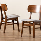 Baxton Studio Euclid Mid-Century Modern Grey Fabric Upholstered and Walnut Brown Finished Wood 2-Piece Dining Chair Set