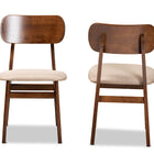 Baxton Studio Euclid Mid-Century Modern Sand Fabric Upholstered and Walnut Brown Finished Wood 2-Piece Dining Chair Set