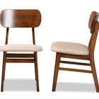 Baxton Studio Euclid Mid-Century Modern Sand Fabric Upholstered and Walnut Brown Finished Wood 2-Piece Dining Chair Set