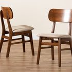 Baxton Studio Euclid Mid-Century Modern Sand Fabric Upholstered and Walnut Brown Finished Wood 2-Piece Dining Chair Set