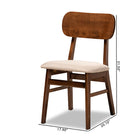 Baxton Studio Euclid Mid-Century Modern Sand Fabric Upholstered and Walnut Brown Finished Wood 2-Piece Dining Chair Set