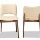 Baxton Studio Afton Mid-Century Modern Beige Faux Leather Upholstered and Walnut Brown Finished Wood 2-Piece Dining Chair Set