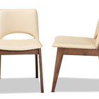 Baxton Studio Afton Mid-Century Modern Beige Faux Leather Upholstered and Walnut Brown Finished Wood 2-Piece Dining Chair Set