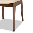 Baxton Studio Afton Mid-Century Modern Beige Faux Leather Upholstered and Walnut Brown Finished Wood 2-Piece Dining Chair Set