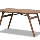 Baxton Studio Marcena Mid-Century Modern Black Imitation Leather Upholstered and Walnut Brown Finished Wood 7-Piece Dining Set