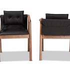 Baxton Studio Marcena Mid-Century Modern Black Imitation Leather Upholstered and Walnut Brown Finished Wood 2-Piece Dining Chair Set