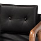 Baxton Studio Marcena Mid-Century Modern Black Imitation Leather Upholstered and Walnut Brown Finished Wood 2-Piece Dining Chair Set