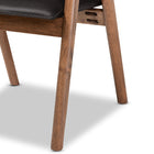 Baxton Studio Marcena Mid-Century Modern Black Imitation Leather Upholstered and Walnut Brown Finished Wood 2-Piece Dining Chair Set
