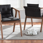 Baxton Studio Marcena Mid-Century Modern Black Imitation Leather Upholstered and Walnut Brown Finished Wood 2-Piece Dining Chair Set