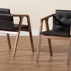Baxton Studio Marcena Mid-Century Modern Black Imitation Leather Upholstered and Walnut Brown Finished Wood 2-Piece Dining Chair Set