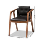 Baxton Studio Marcena Mid-Century Modern Black Imitation Leather Upholstered and Walnut Brown Finished Wood 2-Piece Dining Chair Set