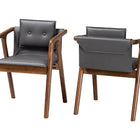 Baxton Studio Marcena Mid-Century Modern Grey Imitation Leather Upholstered and Walnut Brown Finished Wood 2-Piece Dining Chair Set