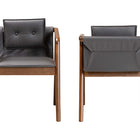 Baxton Studio Marcena Mid-Century Modern Grey Imitation Leather Upholstered and Walnut Brown Finished Wood 2-Piece Dining Chair Set