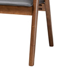 Baxton Studio Marcena Mid-Century Modern Grey Imitation Leather Upholstered and Walnut Brown Finished Wood 2-Piece Dining Chair Set