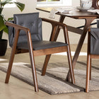 Baxton Studio Marcena Mid-Century Modern Grey Imitation Leather Upholstered and Walnut Brown Finished Wood 2-Piece Dining Chair Set