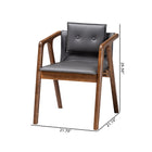 Baxton Studio Marcena Mid-Century Modern Grey Imitation Leather Upholstered and Walnut Brown Finished Wood 2-Piece Dining Chair Set