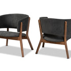 Baxton Studio Baron Mid-Century Modern Dark Grey Fabric Upholstered and Walnut Brown Finished Wood 2-Piece Living Room Accent Chair Set