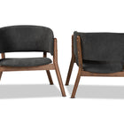 Baxton Studio Baron Mid-Century Modern Dark Grey Fabric Upholstered and Walnut Brown Finished Wood 2-Piece Living Room Accent Chair Set