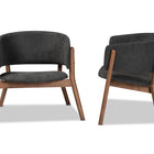 Baxton Studio Baron Mid-Century Modern Dark Grey Fabric Upholstered and Walnut Brown Finished Wood 2-Piece Living Room Accent Chair Set