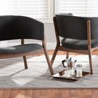 Baxton Studio Baron Mid-Century Modern Dark Grey Fabric Upholstered and Walnut Brown Finished Wood 2-Piece Living Room Accent Chair Set