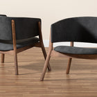 Baxton Studio Baron Mid-Century Modern Dark Grey Fabric Upholstered and Walnut Brown Finished Wood 2-Piece Living Room Accent Chair Set