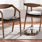 Baxton Studio Harland Mid-Century Modern Black Faux Leather Upholstered and Walnut Brown Finished Wood 2-Piece Dining Chair Set