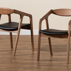 Baxton Studio Harland Mid-Century Modern Black Faux Leather Upholstered and Walnut Brown Finished Wood 2-Piece Dining Chair Set