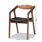 Baxton Studio Harland Mid-Century Modern Black Faux Leather Upholstered and Walnut Brown Finished Wood 2-Piece Dining Chair Set