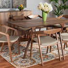 Baxton Studio Harland Mid-Century Modern Grey Faux Leather Upholstered and Walnut Brown Finished Wood 7-Piece Dining Set