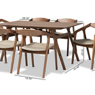 Baxton Studio Harland Mid-Century Modern Grey Faux Leather Upholstered and Walnut Brown Finished Wood 7-Piece Dining Set