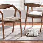Baxton Studio Harland Mid-Century Modern Grey Faux Leather Upholstered and Walnut Brown Finished Wood 2-Piece Dining Chair Set