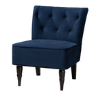Baxton Studio Harmon Modern and Contemporary Transitional Navy Blue Velvet Fabric Upholstered and Black Finished Wood Accent Chair