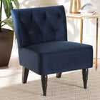 Baxton Studio Harmon Modern and Contemporary Transitional Navy Blue Velvet Fabric Upholstered and Black Finished Wood Accent Chair