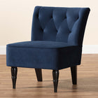 Baxton Studio Harmon Modern and Contemporary Transitional Navy Blue Velvet Fabric Upholstered and Black Finished Wood Accent Chair