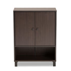 Baxton Studio Rossin Modern and Contemporary Dark Brown Finished Wood 2-Door Entryway Shoe Storage Cabinet with Bottom Shelf