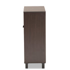 Baxton Studio Rossin Modern and Contemporary Dark Brown Finished Wood 2-Door Entryway Shoe Storage Cabinet with Bottom Shelf