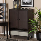 Baxton Studio Rossin Modern and Contemporary Dark Brown Finished Wood 2-Door Entryway Shoe Storage Cabinet with Bottom Shelf