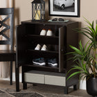 Baxton Studio Rossin Modern and Contemporary Dark Brown Finished Wood 2-Door Entryway Shoe Storage Cabinet with Bottom Shelf