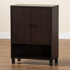 Baxton Studio Rossin Modern and Contemporary Dark Brown Finished Wood 2-Door Entryway Shoe Storage Cabinet with Bottom Shelf