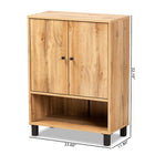 Baxton Studio Rossin Modern and Contemporary Oak Brown Finished Wood 2-Door Entryway Shoe Storage Cabinet with Bottom Shelf