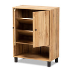 Baxton Studio Rossin Modern and Contemporary Oak Brown Finished Wood 2-Door Entryway Shoe Storage Cabinet with Bottom Shelf