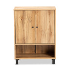Baxton Studio Rossin Modern and Contemporary Oak Brown Finished Wood 2-Door Entryway Shoe Storage Cabinet with Bottom Shelf