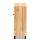Baxton Studio Rossin Modern and Contemporary Oak Brown Finished Wood 2-Door Entryway Shoe Storage Cabinet with Bottom Shelf
