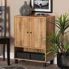 Baxton Studio Rossin Modern and Contemporary Oak Brown Finished Wood 2-Door Entryway Shoe Storage Cabinet with Bottom Shelf