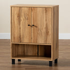 Baxton Studio Rossin Modern and Contemporary Oak Brown Finished Wood 2-Door Entryway Shoe Storage Cabinet with Bottom Shelf