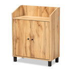 Baxton Studio Rossin Modern and Contemporary Oak Brown Finished Wood 2-Door Entryway Shoe Storage Cabinet with Top Shelf