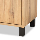 Baxton Studio Rossin Modern and Contemporary Oak Brown Finished Wood 2-Door Entryway Shoe Storage Cabinet with Top Shelf