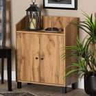 Baxton Studio Rossin Modern and Contemporary Oak Brown Finished Wood 2-Door Entryway Shoe Storage Cabinet with Top Shelf