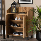 Baxton Studio Rossin Modern and Contemporary Oak Brown Finished Wood 2-Door Entryway Shoe Storage Cabinet with Top Shelf