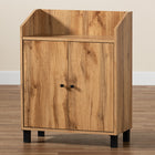 Baxton Studio Rossin Modern and Contemporary Oak Brown Finished Wood 2-Door Entryway Shoe Storage Cabinet with Top Shelf